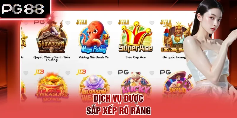 Dịch vụ được sắp xếp rõ ràng